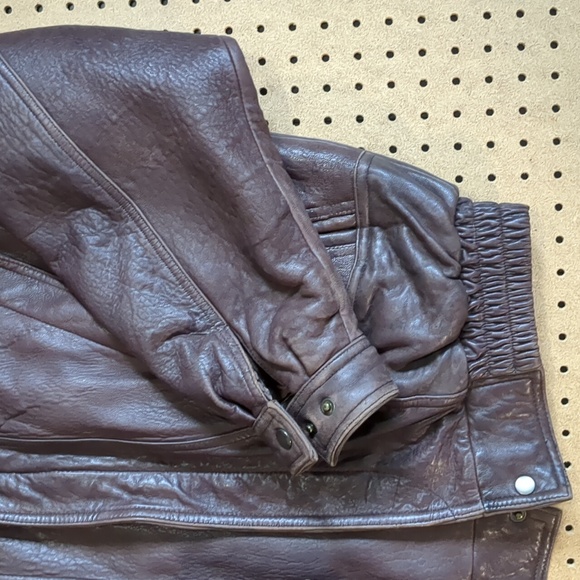 Vintage Bill Blass Brown 100% Leather Bomber Jacket - Picture 5 of 9